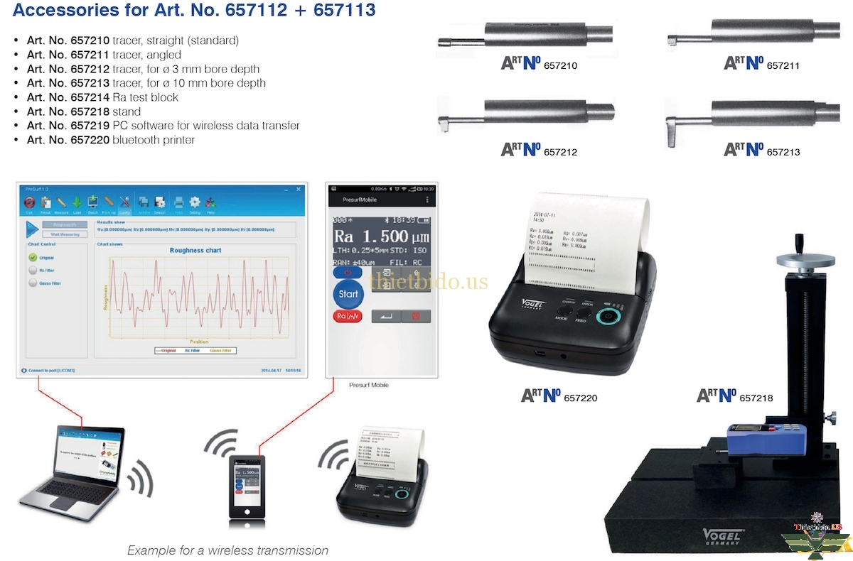Phụ kiện tùy chọn của máy đo độ nhám cầm tay Vogel 657112